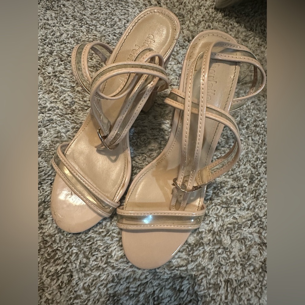 Charlotte Russe Ankle Strap Nude Wedge Heels
